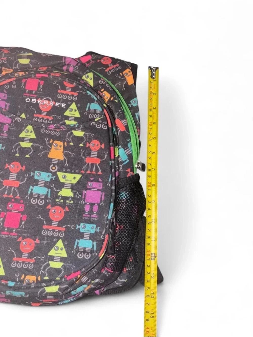 Kids Robot Print Black Backpack with Multicolor Accents